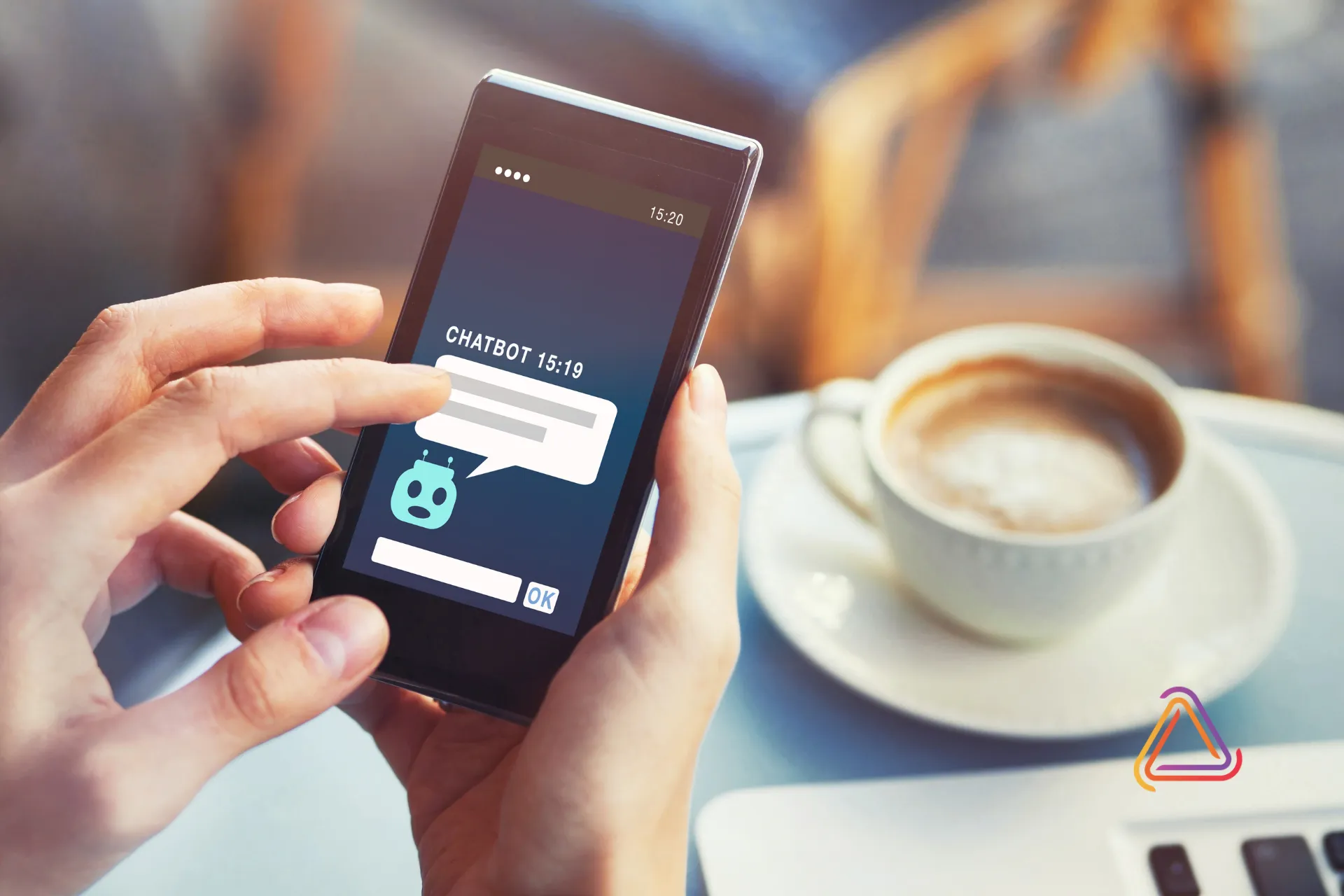 AI chatbot assisting customer via smartphone